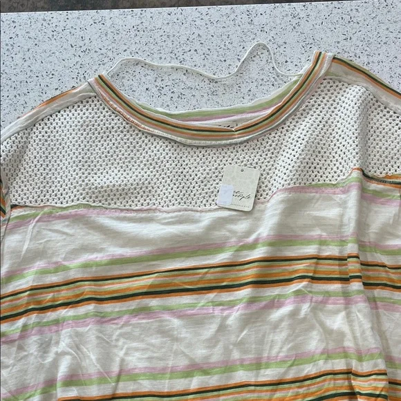 NWT Free People Striped Mesh Panel Top - Picture 5 of 9